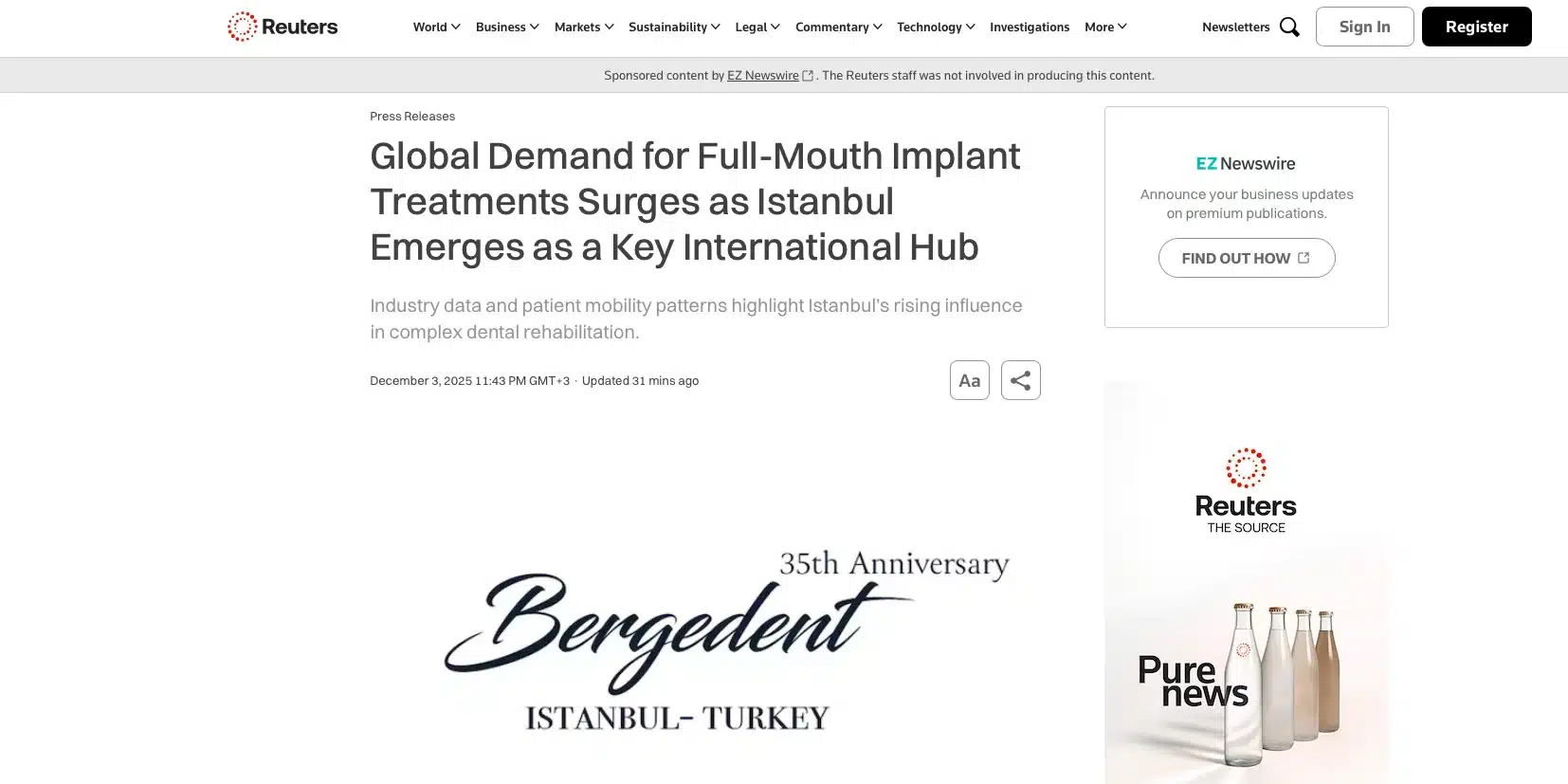 Bergedent Reuters press coverage